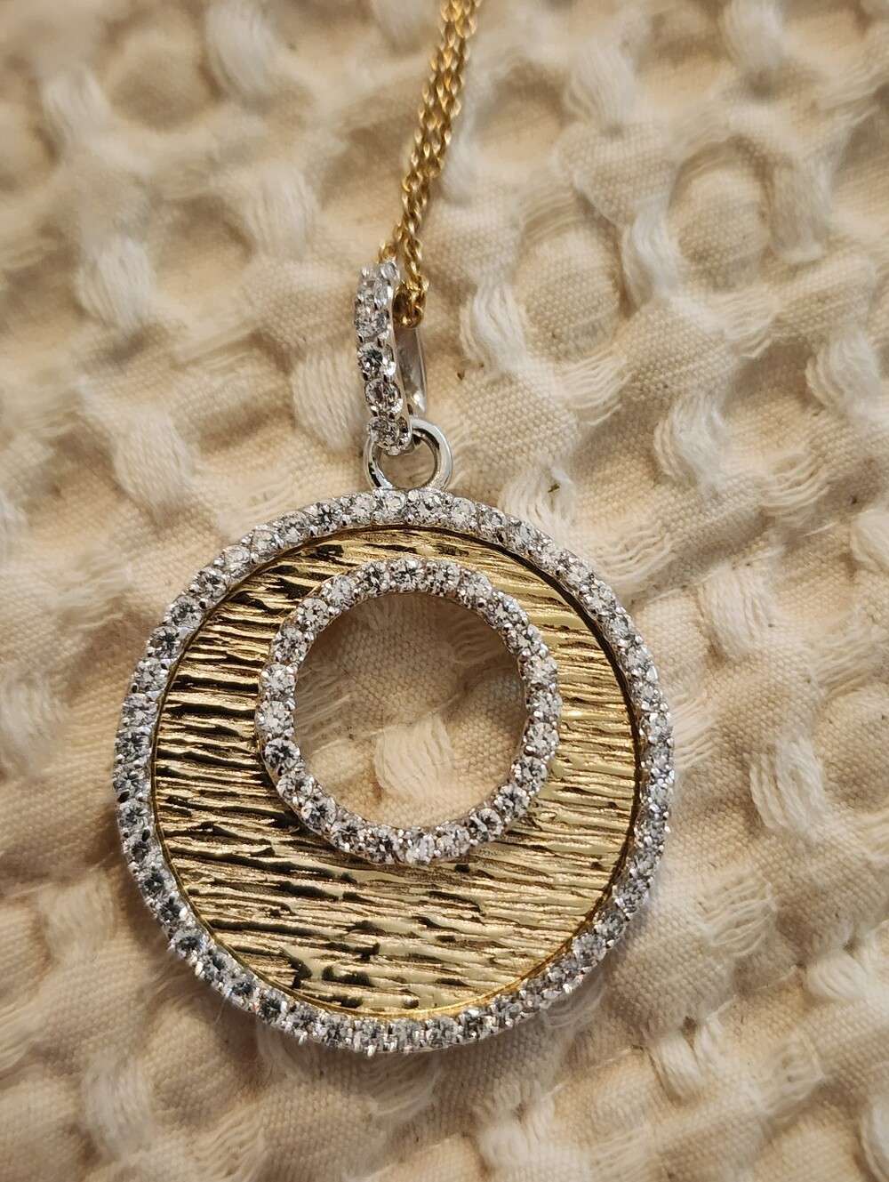Freida Rothman 14K Gold Over Sterling Silver Textured Circle Pendant Necklace
